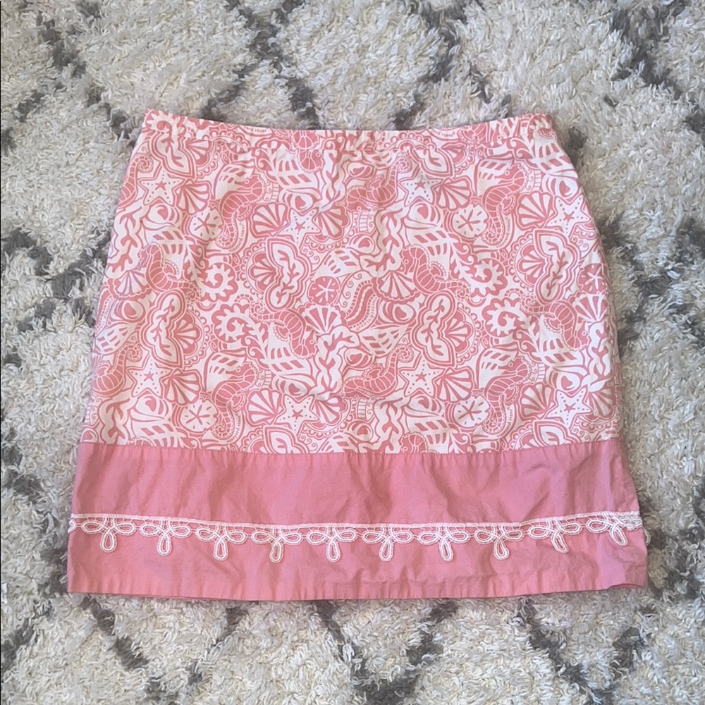 Vineyard Pink Patterned Skirt Embroidered Size 12